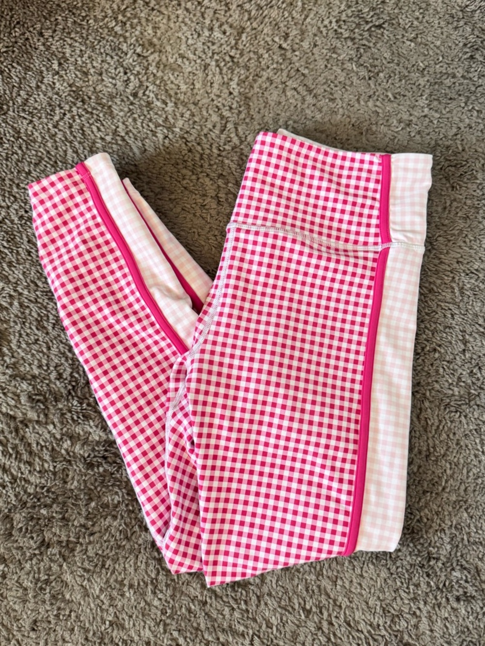 Aqua by Bloomingdale’s Pink Gingham Active Leggings